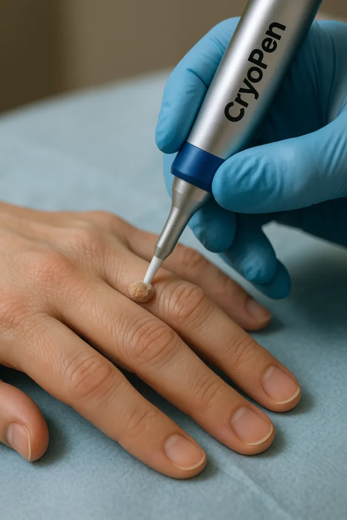 example of cryopen wart removal Stoke-on-Trent treatment on a persons finger