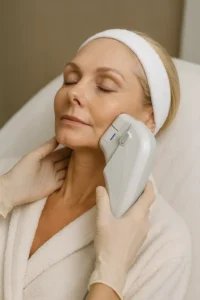 Woman receiving HIFU non surgical facelift treatment Stoke-on-Trent