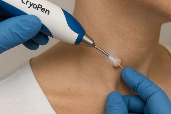 Person receiving Cryotherapy skin tag removal Stoke-on-Trent