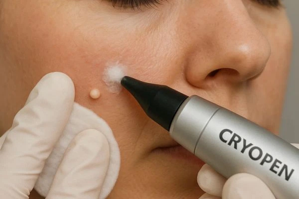 Woman receiving milia removal treatment Stoke-on-Trent